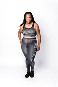 Load image into Gallery viewer, Black and White Tribal Legging Set
