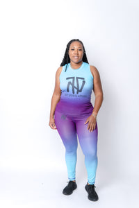 Load image into Gallery viewer, Blue and  Purple Legging Set
