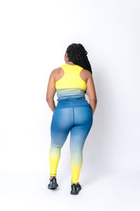Load image into Gallery viewer, Yellow and Blue Legging Set
