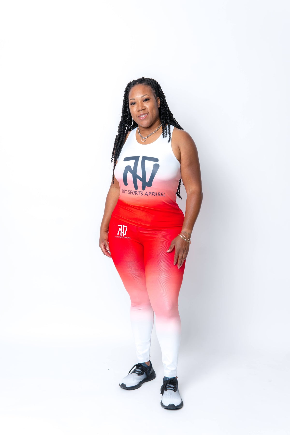 Red and White Fade Legging Set